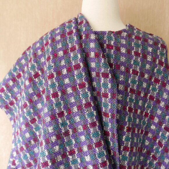 Purple & Burgundy Italian Wool Cape Coat - Picture 7 of 10